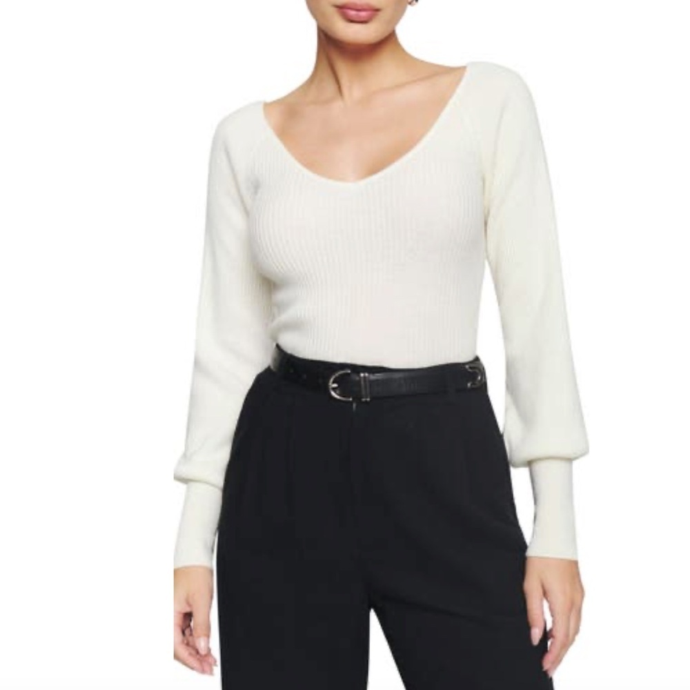 Reformation Hart Cashmere Sweater in Ivory